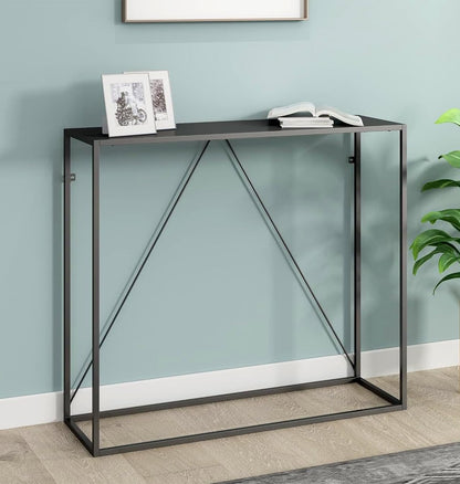Bewdley Slim Console Table – Modern Matte Black Industrial Entryway Table (90cm)