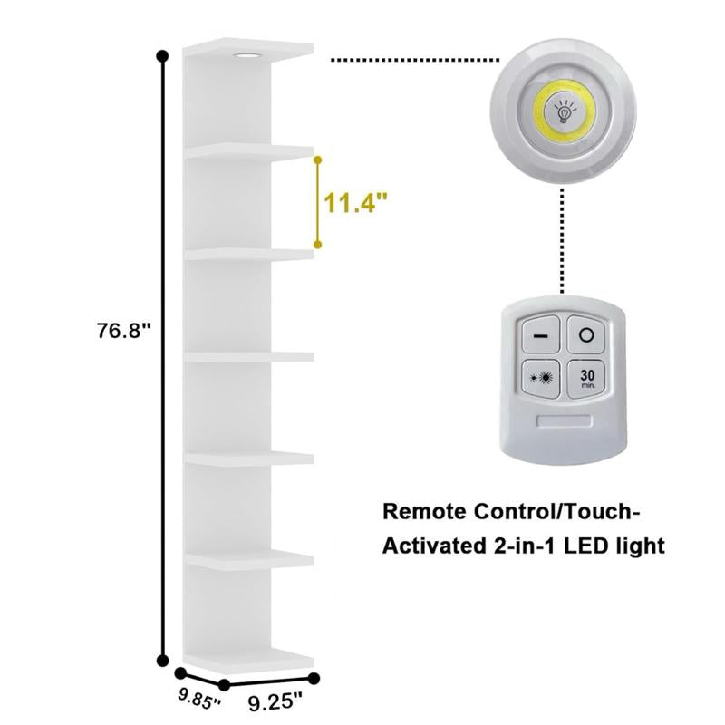 Lumina 7-Tier Modern Floating Wall Shelf with Integrated LED Light