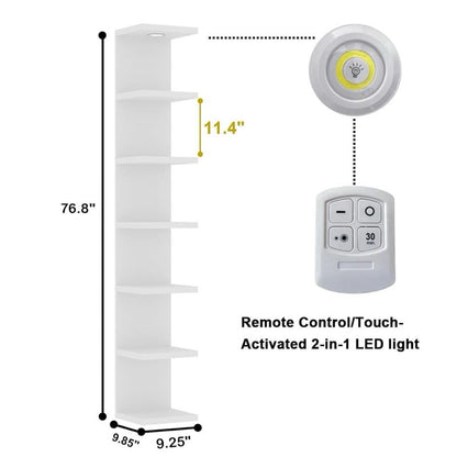 Lumina 7-Tier Modern Floating Wall Shelf with Integrated LED Light