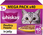 Whiskas 1+ Poultry Feast in Jelly Mega Pack – 40 x 85g Pouches